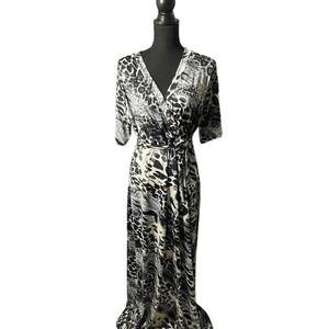 Black and white leopard print maxi dress XL